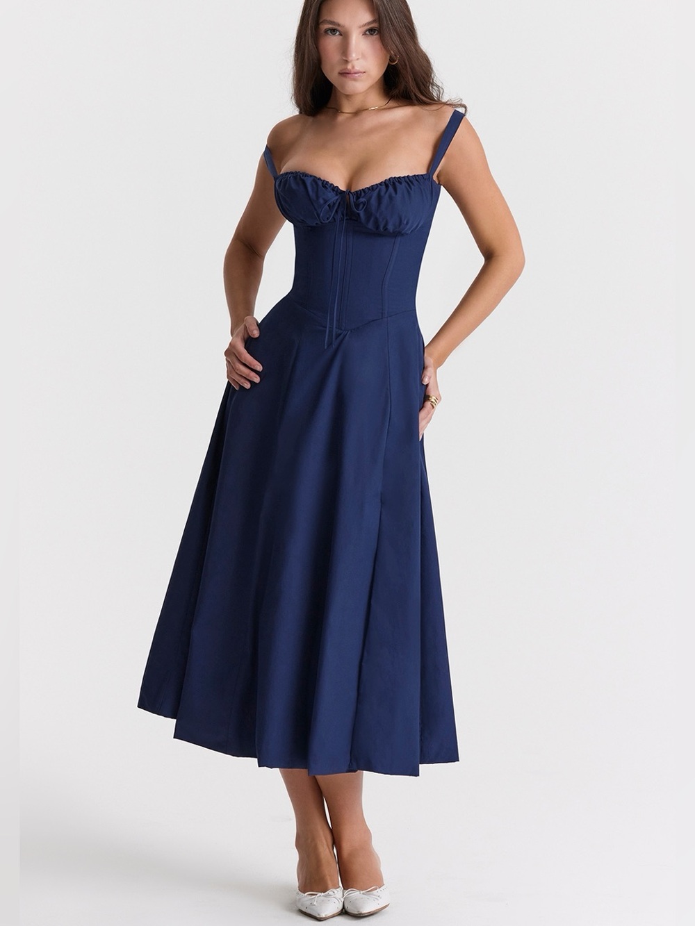 House Of Cb Carmen Navy Bustier Sundress